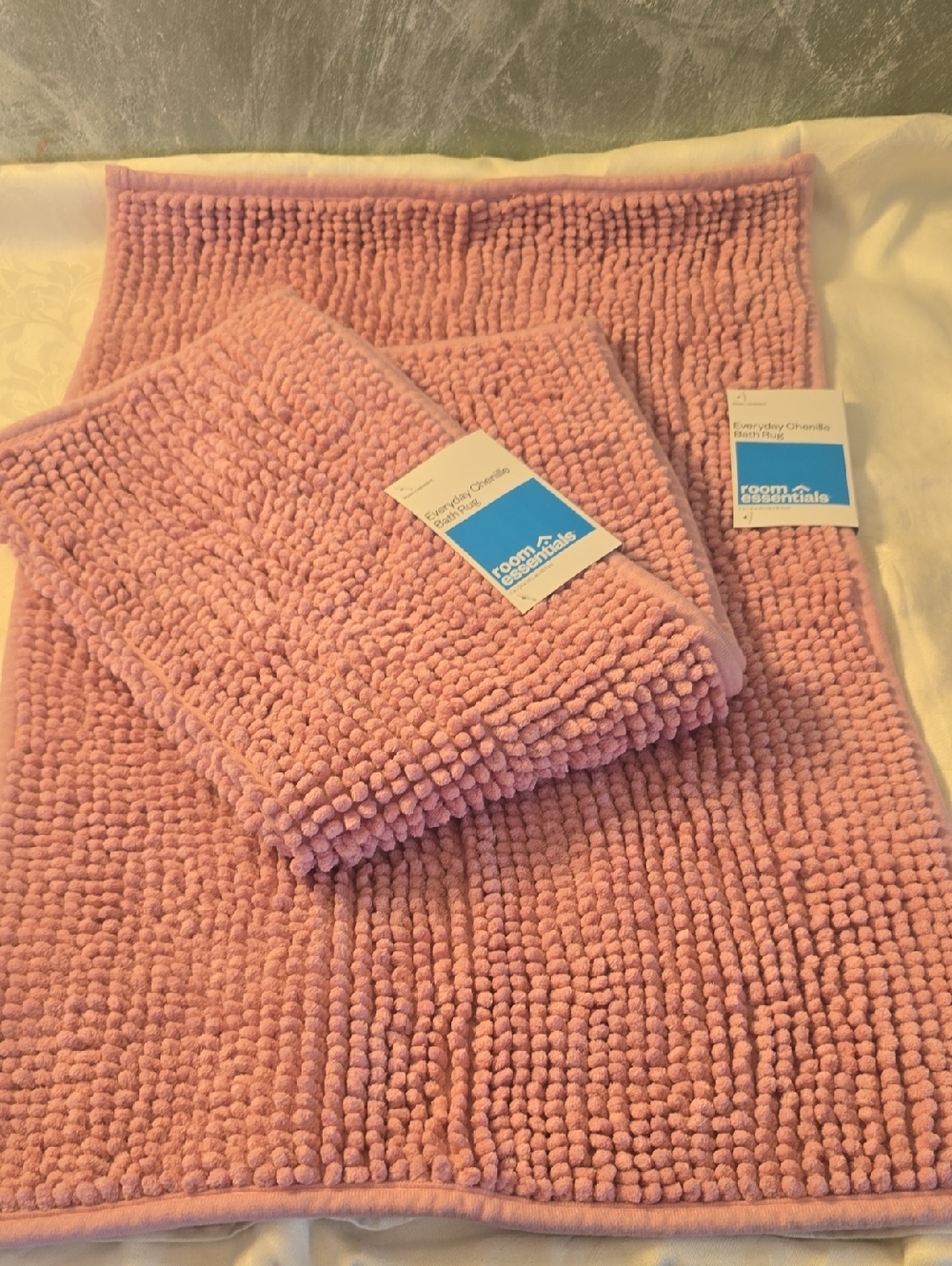 Room Essentials Dusty Pink Chenille Bath Rug Set - 2-Piece New